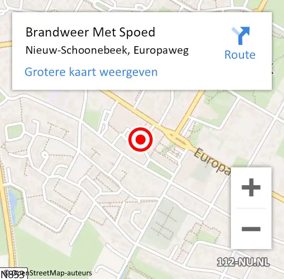 Locatie op kaart van de 112 melding: Brandweer Met Spoed Naar Nieuw-Schoonebeek, Europaweg op 18 februari 2022 21:10