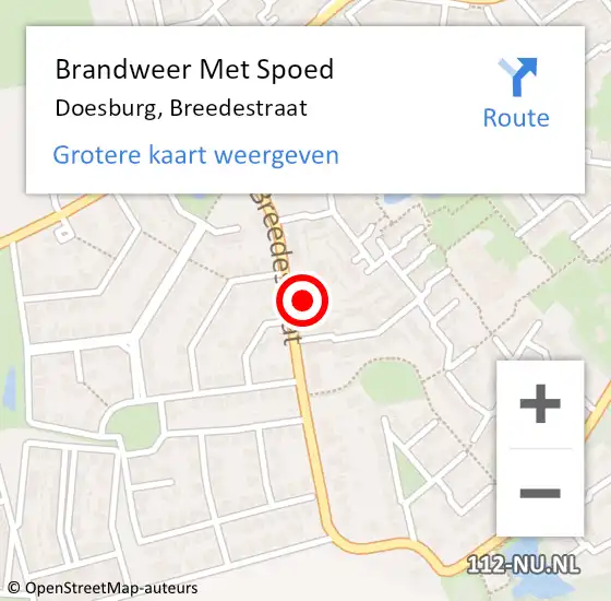 Locatie op kaart van de 112 melding: Brandweer Met Spoed Naar Doesburg, Breedestraat op 18 februari 2022 21:11