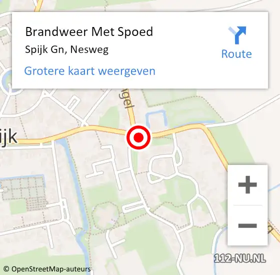 Locatie op kaart van de 112 melding: Brandweer Met Spoed Naar Spijk Gn, Nesweg op 18 februari 2022 21:14