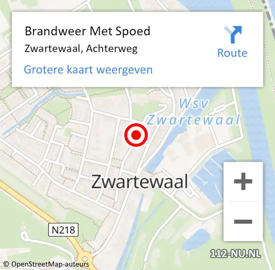 Locatie op kaart van de 112 melding: Brandweer Met Spoed Naar Zwartewaal, Achterweg op 18 februari 2022 21:14