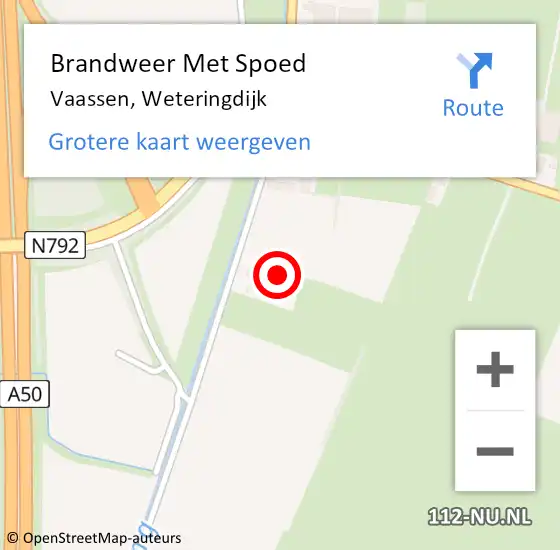 Locatie op kaart van de 112 melding: Brandweer Met Spoed Naar Vaassen, Weteringdijk op 18 februari 2022 21:15