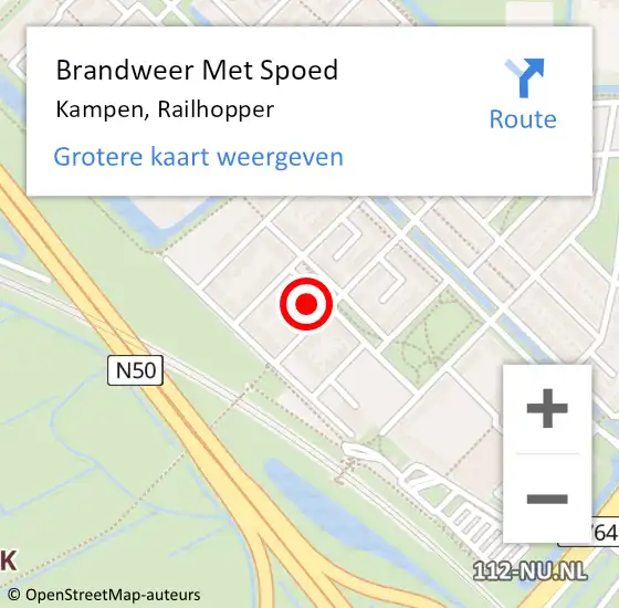 Locatie op kaart van de 112 melding: Brandweer Met Spoed Naar Kampen, Railhopper op 18 februari 2022 21:16