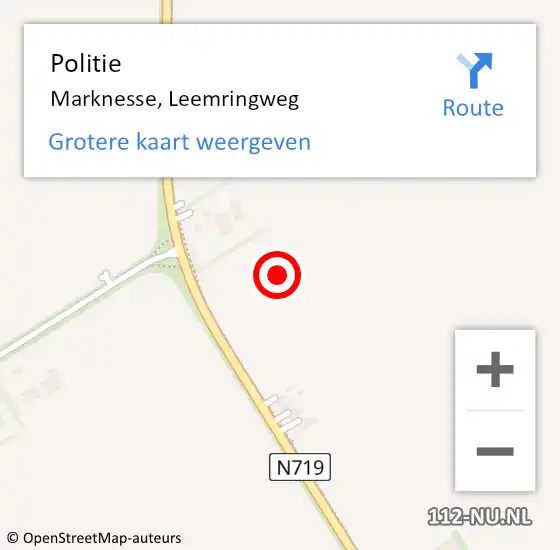 Locatie op kaart van de 112 melding: Politie Marknesse, Leemringweg op 18 februari 2022 21:16