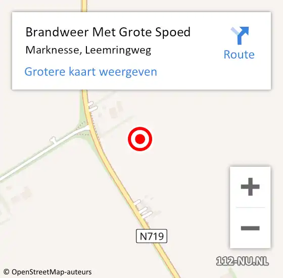 Locatie op kaart van de 112 melding: Brandweer Met Grote Spoed Naar Marknesse, Leemringweg op 18 februari 2022 21:17