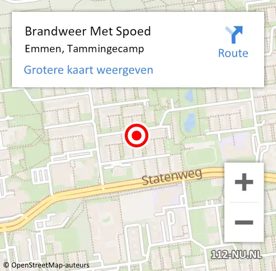 Locatie op kaart van de 112 melding: Brandweer Met Spoed Naar Emmen, Tammingecamp op 18 februari 2022 21:17