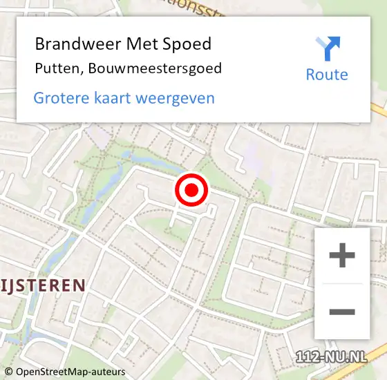 Locatie op kaart van de 112 melding: Brandweer Met Spoed Naar Putten, Bouwmeestersgoed op 18 februari 2022 21:17