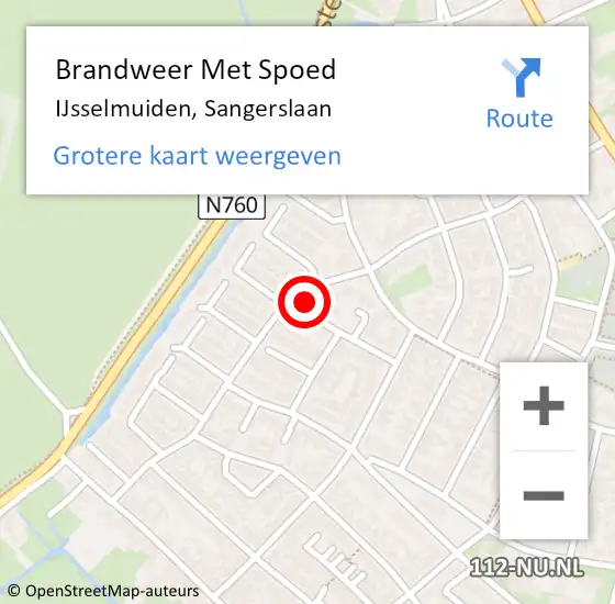 Locatie op kaart van de 112 melding: Brandweer Met Spoed Naar IJsselmuiden, Sangerslaan op 18 februari 2022 21:19