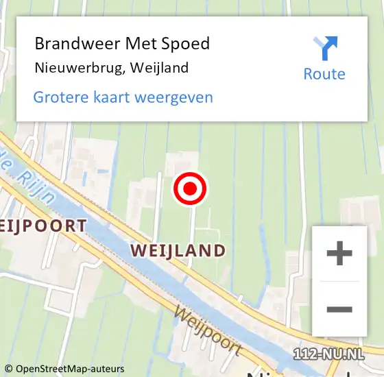 Locatie op kaart van de 112 melding: Brandweer Met Spoed Naar Nieuwerbrug, Weijland op 18 februari 2022 21:19