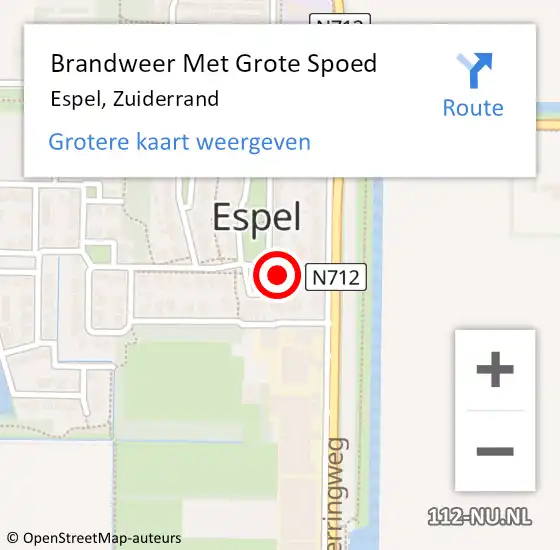 Locatie op kaart van de 112 melding: Brandweer Met Grote Spoed Naar Espel, Zuiderrand op 18 februari 2022 21:20