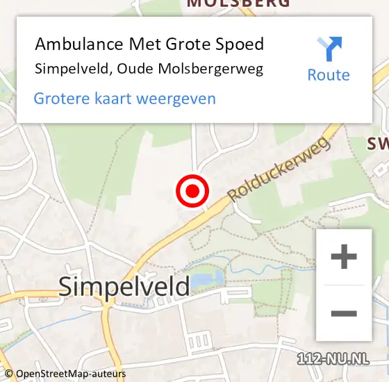 Locatie op kaart van de 112 melding: Ambulance Met Grote Spoed Naar Simpelveld, Oude Molsbergerweg op 8 juli 2014 18:32