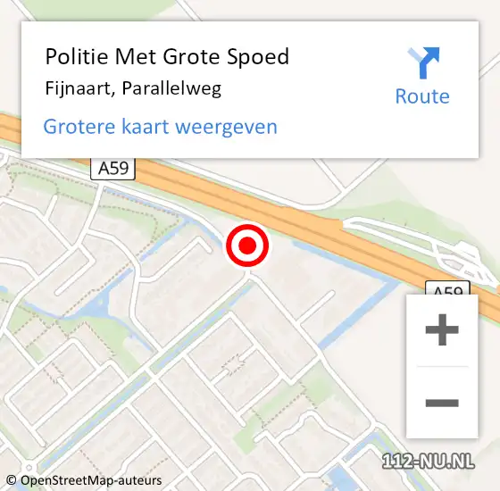 Locatie op kaart van de 112 melding: Politie Met Grote Spoed Naar Fijnaart, Parallelweg op 18 februari 2022 21:24