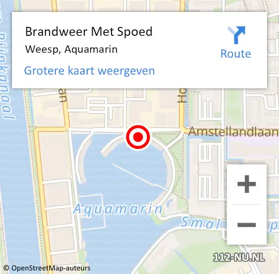 Locatie op kaart van de 112 melding: Brandweer Met Spoed Naar Weesp, Aquamarin op 18 februari 2022 21:25