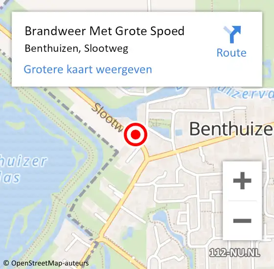 Locatie op kaart van de 112 melding: Brandweer Met Grote Spoed Naar Benthuizen, Slootweg op 18 februari 2022 21:25