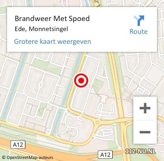 Locatie op kaart van de 112 melding: Brandweer Met Spoed Naar Ede, Monnetsingel op 18 februari 2022 21:28