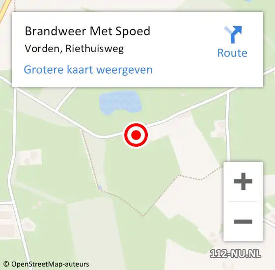 Locatie op kaart van de 112 melding: Brandweer Met Spoed Naar Vorden, Riethuisweg op 18 februari 2022 21:28