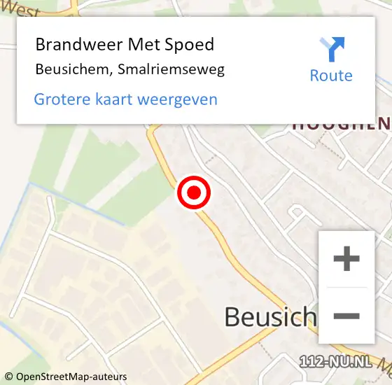 Locatie op kaart van de 112 melding: Brandweer Met Spoed Naar Beusichem, Smalriemseweg op 18 februari 2022 21:31