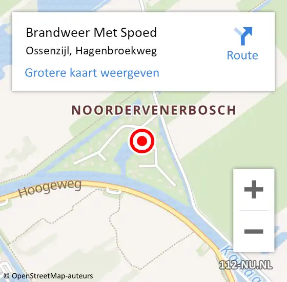 Locatie op kaart van de 112 melding: Brandweer Met Spoed Naar Ossenzijl, Hagenbroekweg op 18 februari 2022 21:32