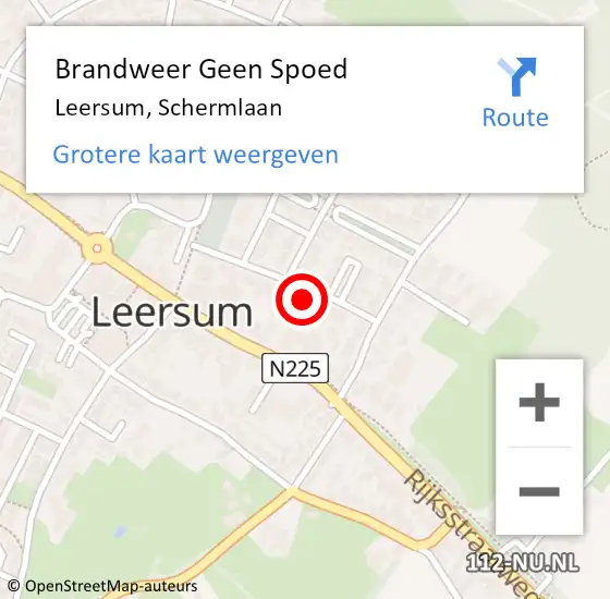 Locatie op kaart van de 112 melding: Brandweer Geen Spoed Naar Leersum, Schermlaan op 18 februari 2022 21:33