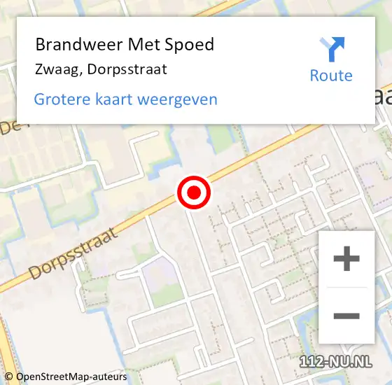 Locatie op kaart van de 112 melding: Brandweer Met Spoed Naar Zwaag, Dorpsstraat op 18 februari 2022 21:36