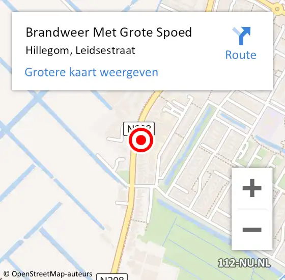 Locatie op kaart van de 112 melding: Brandweer Met Grote Spoed Naar Hillegom, Leidsestraat op 18 februari 2022 21:37