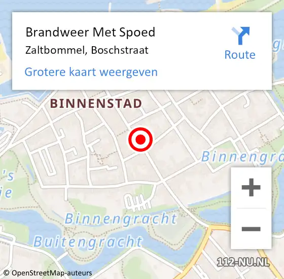 Locatie op kaart van de 112 melding: Brandweer Met Spoed Naar Zaltbommel, Boschstraat op 18 februari 2022 21:38