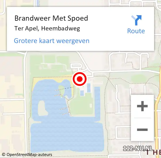 Locatie op kaart van de 112 melding: Brandweer Met Spoed Naar Ter Apel, Heembadweg op 18 februari 2022 21:39