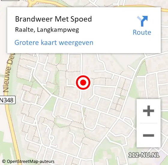 Locatie op kaart van de 112 melding: Brandweer Met Spoed Naar Raalte, Langkampweg op 18 februari 2022 21:42