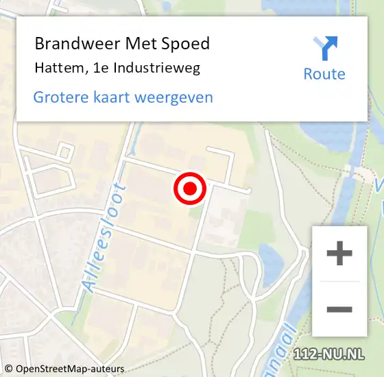 Locatie op kaart van de 112 melding: Brandweer Met Spoed Naar Hattem, 1e Industrieweg op 18 februari 2022 21:46