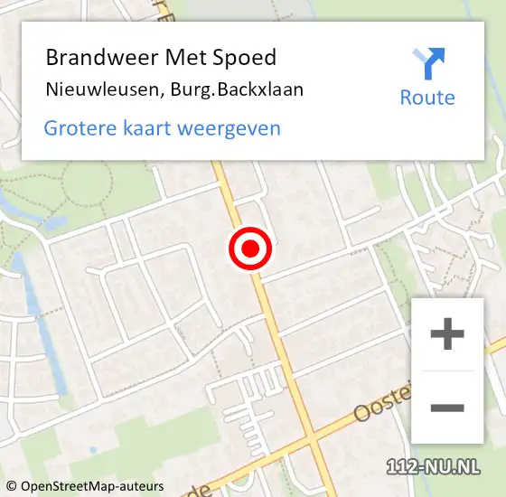 Locatie op kaart van de 112 melding: Brandweer Met Spoed Naar Nieuwleusen, Burg.Backxlaan op 18 februari 2022 21:47