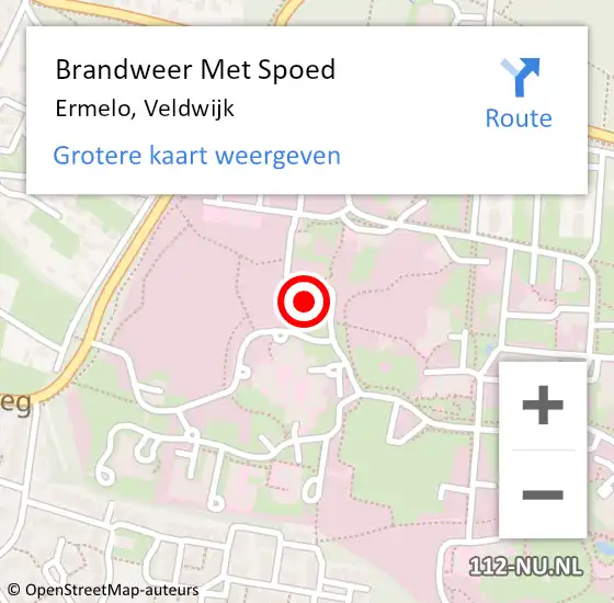 Locatie op kaart van de 112 melding: Brandweer Met Spoed Naar Ermelo, Veldwijk op 18 februari 2022 21:47
