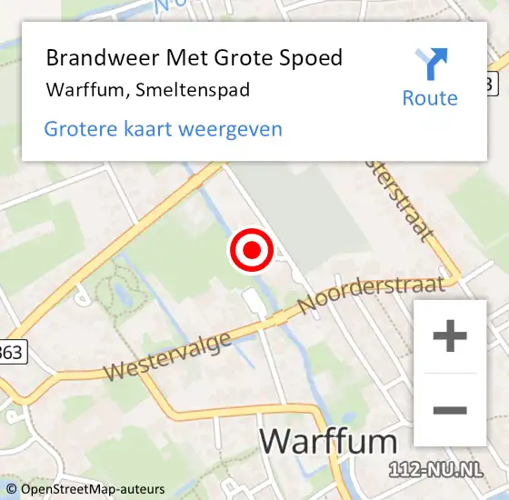 Locatie op kaart van de 112 melding: Brandweer Met Grote Spoed Naar Warffum, Smeltenspad op 18 februari 2022 21:48