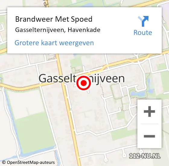 Locatie op kaart van de 112 melding: Brandweer Met Spoed Naar Gasselternijveen, Havenkade op 18 februari 2022 21:49