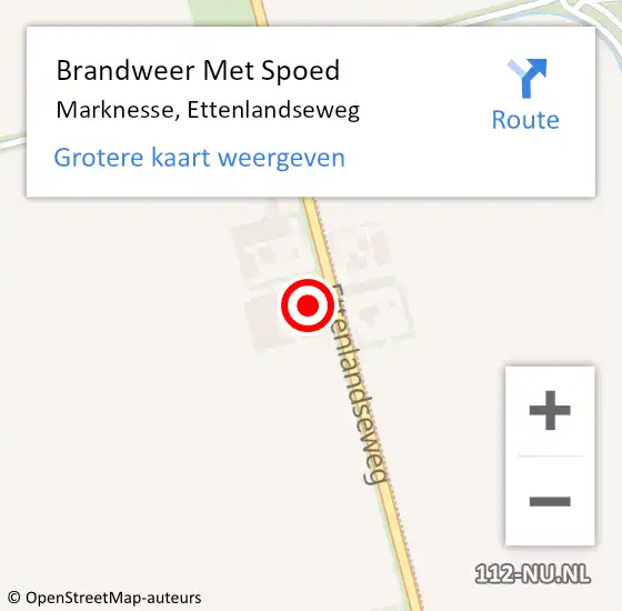 Locatie op kaart van de 112 melding: Brandweer Met Spoed Naar Marknesse, Ettenlandseweg op 18 februari 2022 21:49