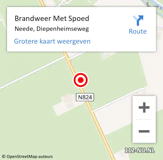 Locatie op kaart van de 112 melding: Brandweer Met Spoed Naar Neede, Diepenheimseweg op 18 februari 2022 21:52
