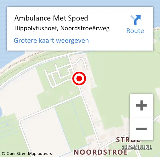 Locatie op kaart van de 112 melding: Ambulance Met Spoed Naar Hippolytushoef, Noordstroeërweg op 18 februari 2022 21:55