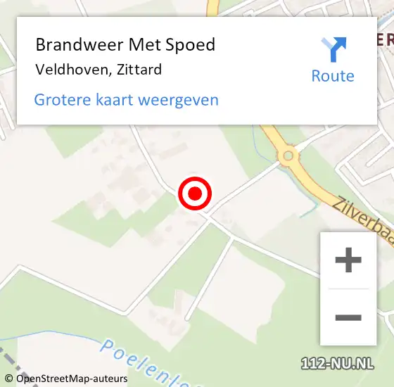 Locatie op kaart van de 112 melding: Brandweer Met Spoed Naar Veldhoven, Zittard op 18 februari 2022 21:56