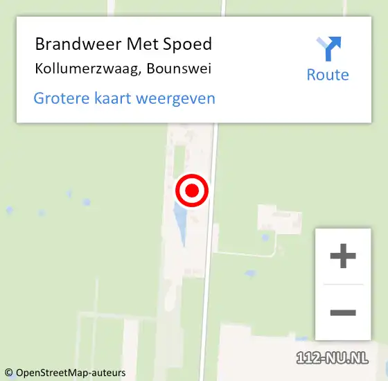 Locatie op kaart van de 112 melding: Brandweer Met Spoed Naar Kollumerzwaag, Bounswei op 18 februari 2022 21:57