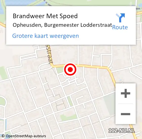 Locatie op kaart van de 112 melding: Brandweer Met Spoed Naar Opheusden, Burgemeester Lodderstraat op 18 februari 2022 21:58