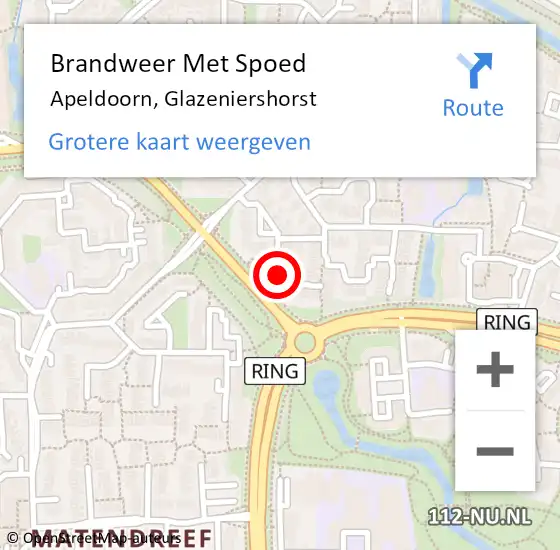 Locatie op kaart van de 112 melding: Brandweer Met Spoed Naar Apeldoorn, Glazeniershorst op 18 februari 2022 21:58