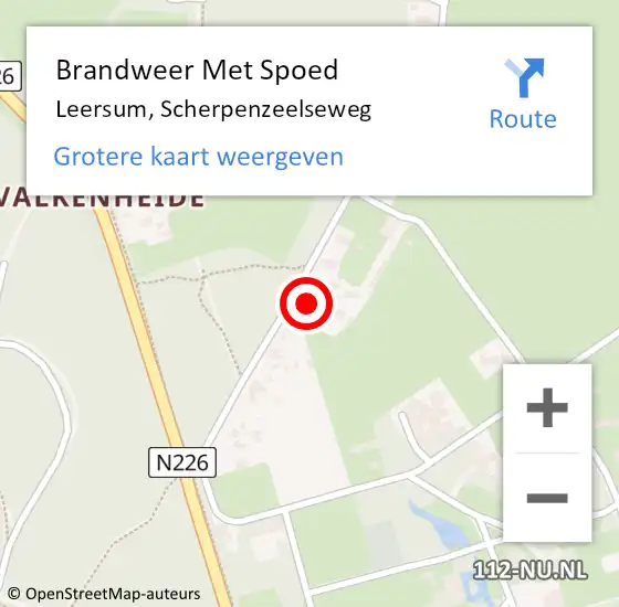 Locatie op kaart van de 112 melding: Brandweer Met Spoed Naar Leersum, Scherpenzeelseweg op 18 februari 2022 21:58