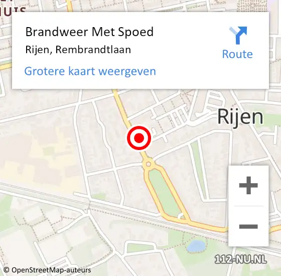 Locatie op kaart van de 112 melding: Brandweer Met Spoed Naar Rijen, Rembrandtlaan op 18 februari 2022 22:01