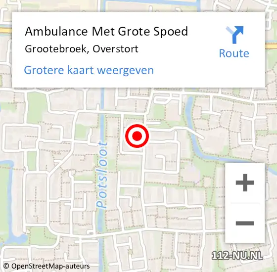 Locatie op kaart van de 112 melding: Ambulance Met Grote Spoed Naar Grootebroek, Overstort op 18 februari 2022 22:01