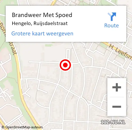 Locatie op kaart van de 112 melding: Brandweer Met Spoed Naar Hengelo, Ruijsdaelstraat op 18 februari 2022 22:01