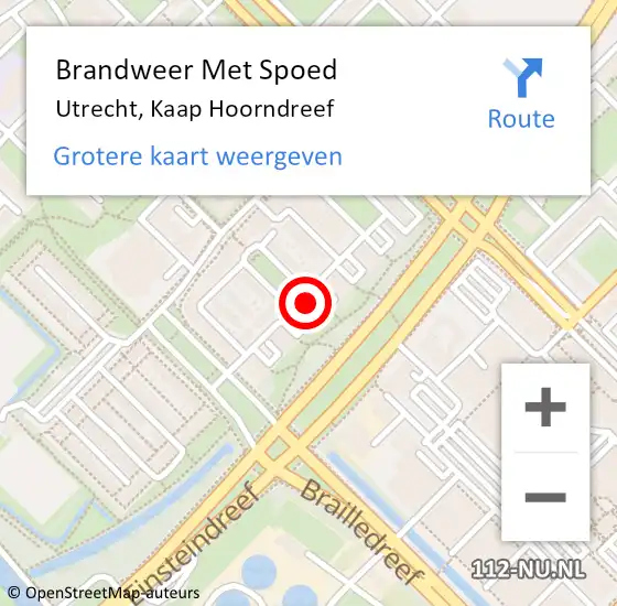 Locatie op kaart van de 112 melding: Brandweer Met Spoed Naar Utrecht, Kaap Hoorndreef op 18 februari 2022 22:02