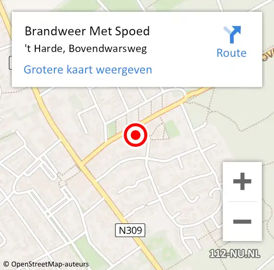 Locatie op kaart van de 112 melding: Brandweer Met Spoed Naar 't Harde, Bovendwarsweg op 18 februari 2022 22:03