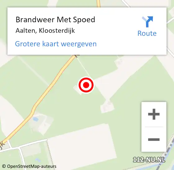 Locatie op kaart van de 112 melding: Brandweer Met Spoed Naar Aalten, Kloosterdijk op 18 februari 2022 22:04