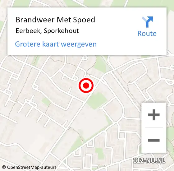 Locatie op kaart van de 112 melding: Brandweer Met Spoed Naar Eerbeek, Sporkehout op 18 februari 2022 22:11