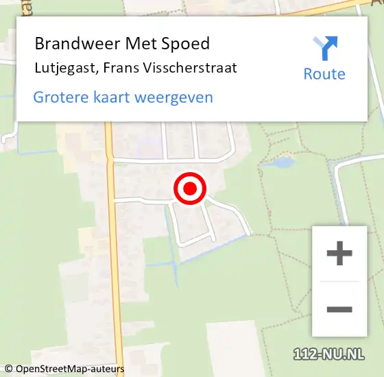 Locatie op kaart van de 112 melding: Brandweer Met Spoed Naar Lutjegast, Frans Visscherstraat op 18 februari 2022 22:11