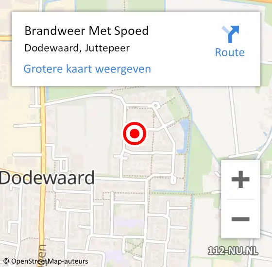 Locatie op kaart van de 112 melding: Brandweer Met Spoed Naar Dodewaard, Juttepeer op 18 februari 2022 22:17