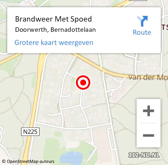 Locatie op kaart van de 112 melding: Brandweer Met Spoed Naar Doorwerth, Bernadottelaan op 18 februari 2022 22:17